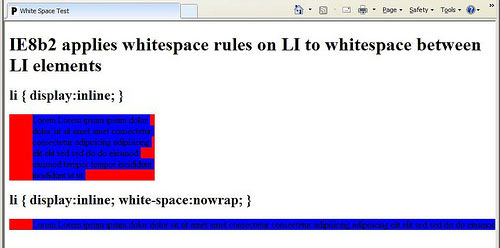 screenshot of whitespace bug in IE8b2