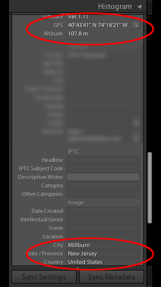 Lightroom metadata panel screenshot